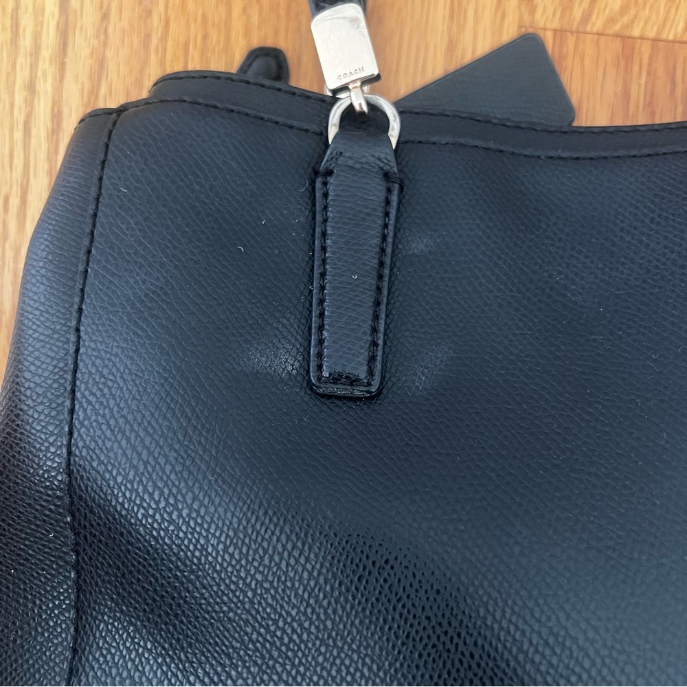 Coach Black Leather Tote Bag with Long Strap - Picture 6 of 16